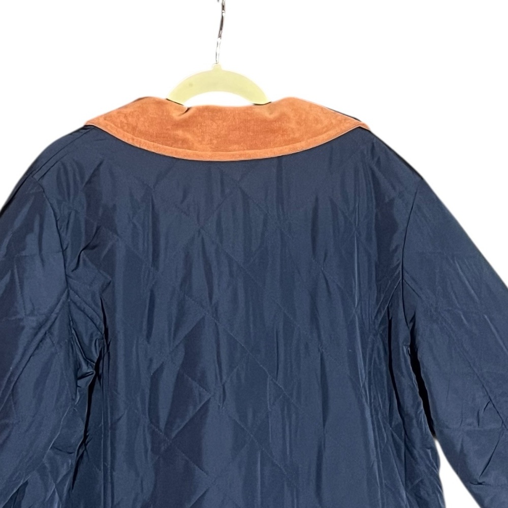 NWOT TALBOTS PLUS INDIGO NAVY BLUE QUILTED BARN JACKET CORDUROY TRIM (1X) - Picture 6 of 6